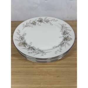 H&C Selb Heinrich Bavaria Salad‎ Plates 8" Gray Floral Platinum Set of 4